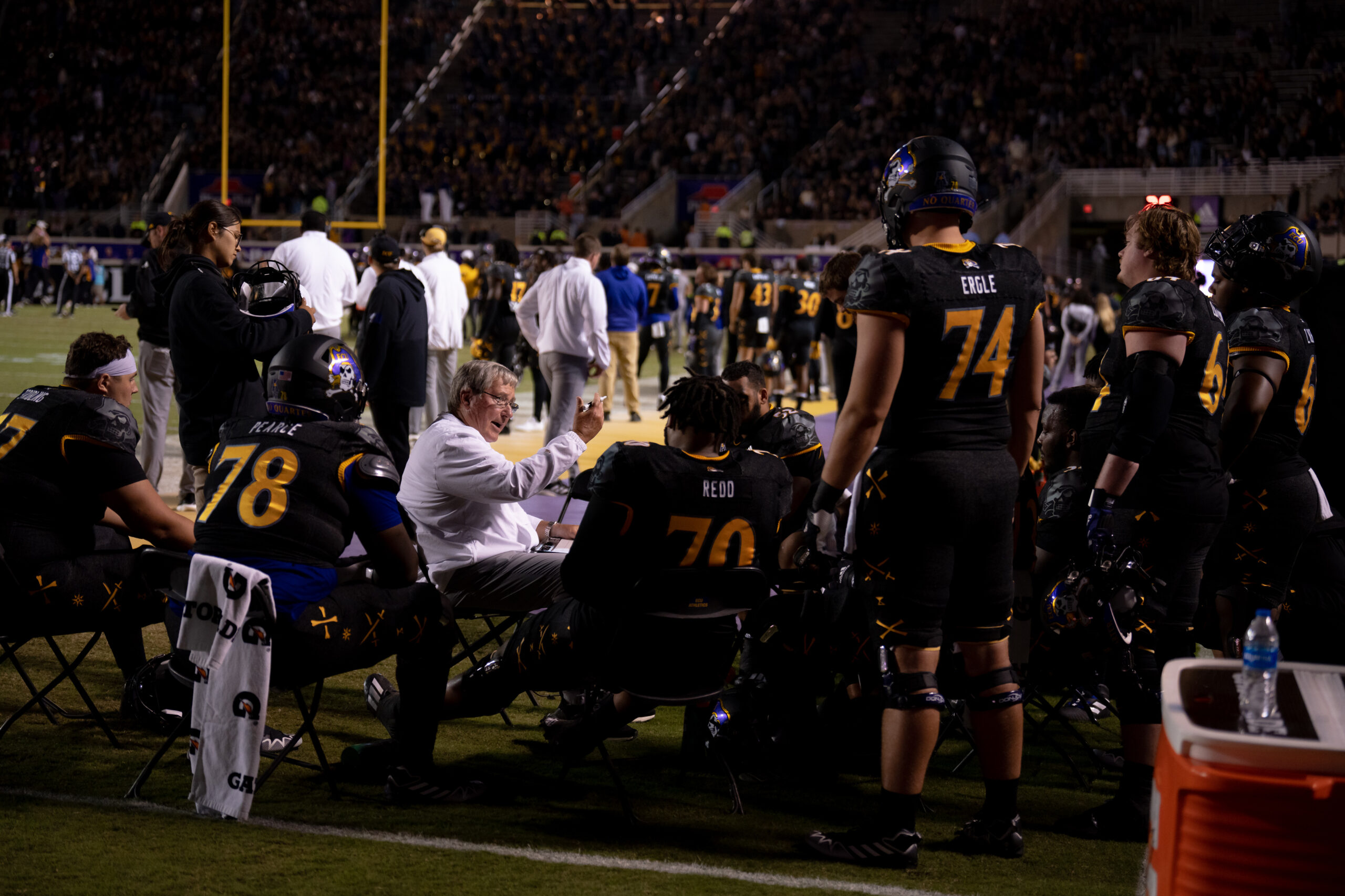 My First ECU College Football Photography Assignment 107 ECU staff and players at the bench during the game