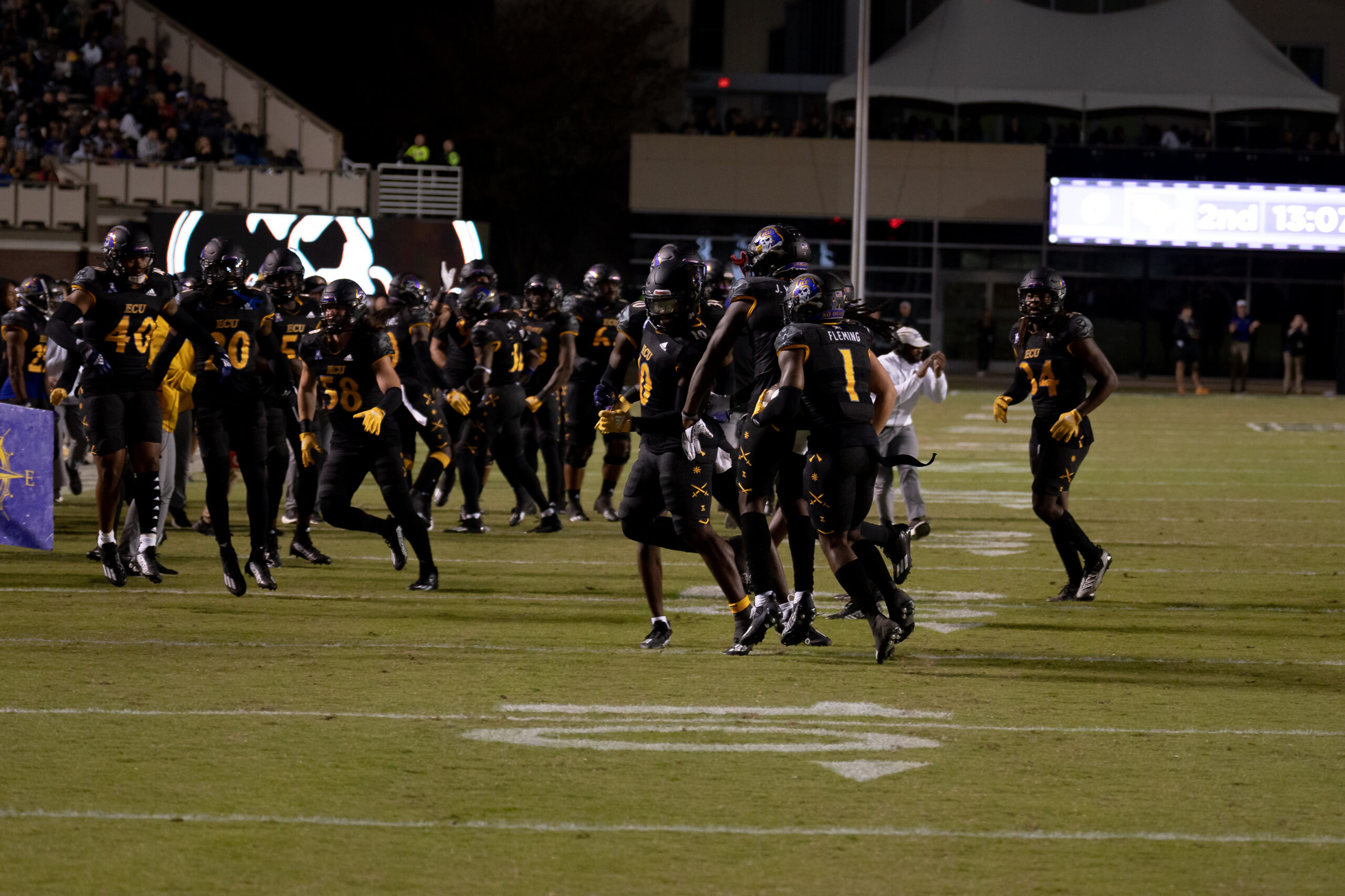 My First ECU College Football Photography Assignment 109 ECU players moving downfield as a group