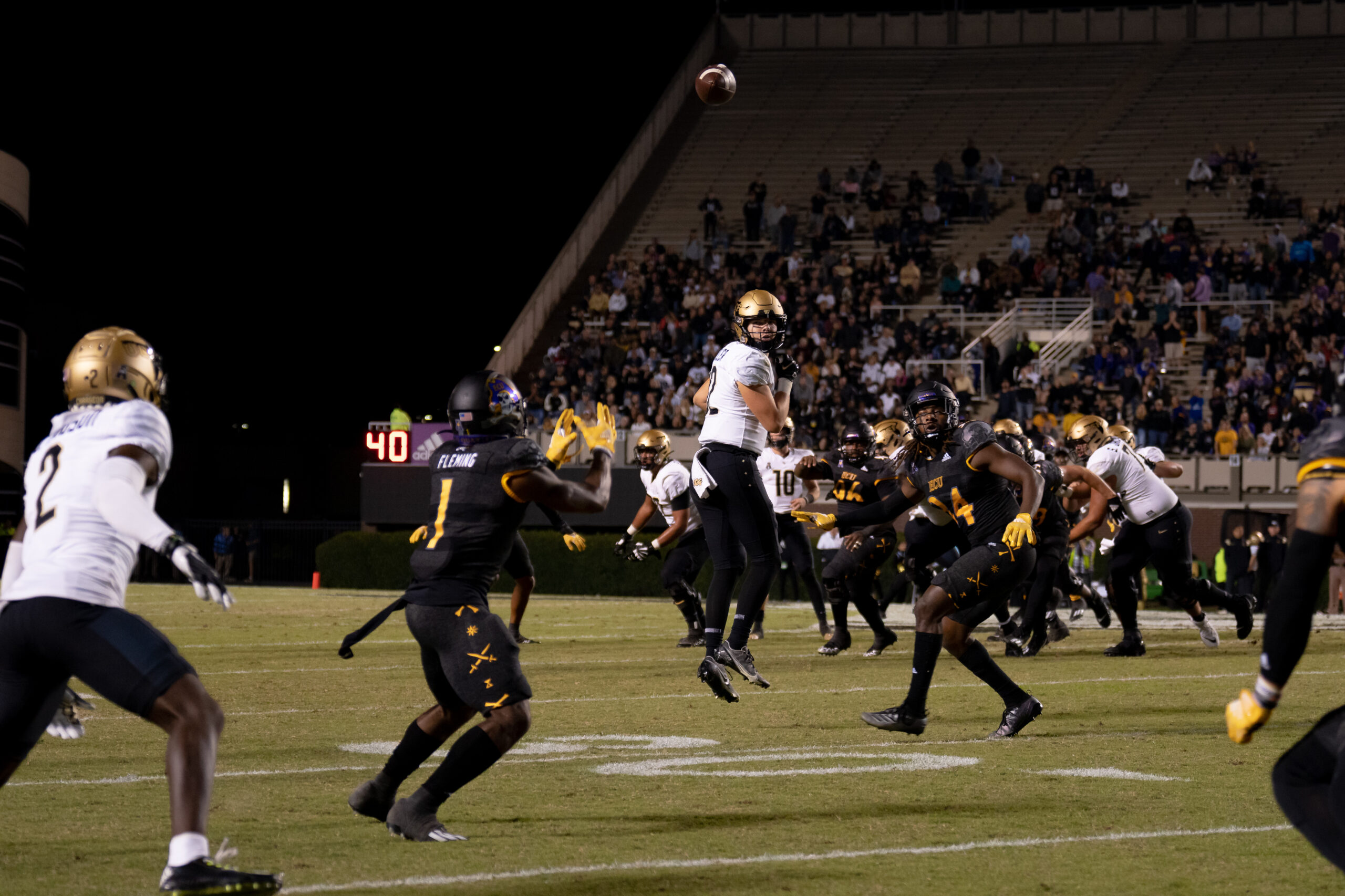My First ECU College Football Photography Assignment 87 Receiver making a catch near the sideline