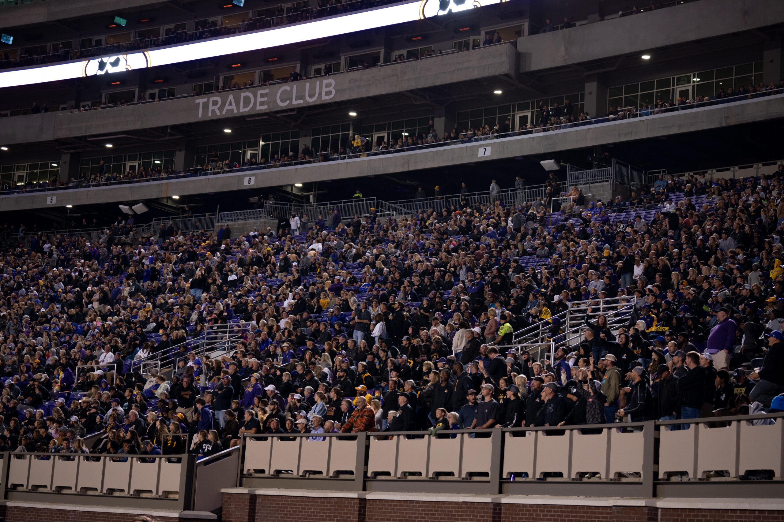 My First ECU College Football Photography Assignment 181 Stadium crowd and lights seen from the upper deck