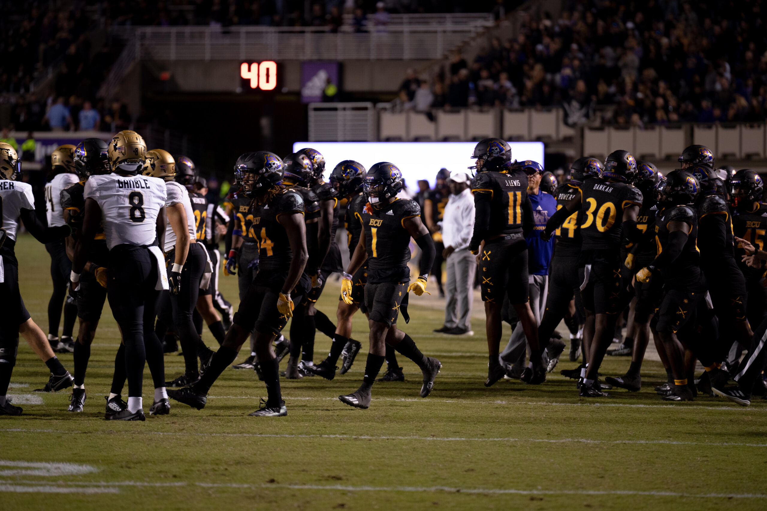 My First ECU College Football Photography Assignment 252 Players and staff crowded on the sideline during a play