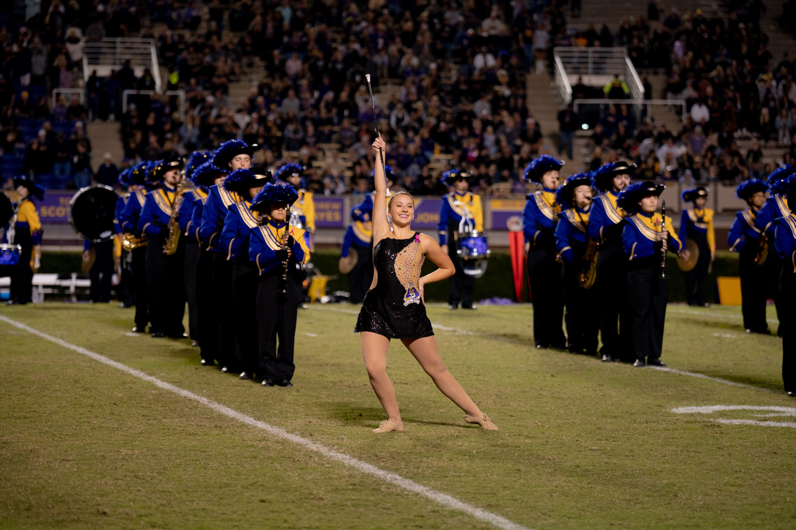My First ECU College Football Photography Assignment 2 ECU marching band performing on the field during the game