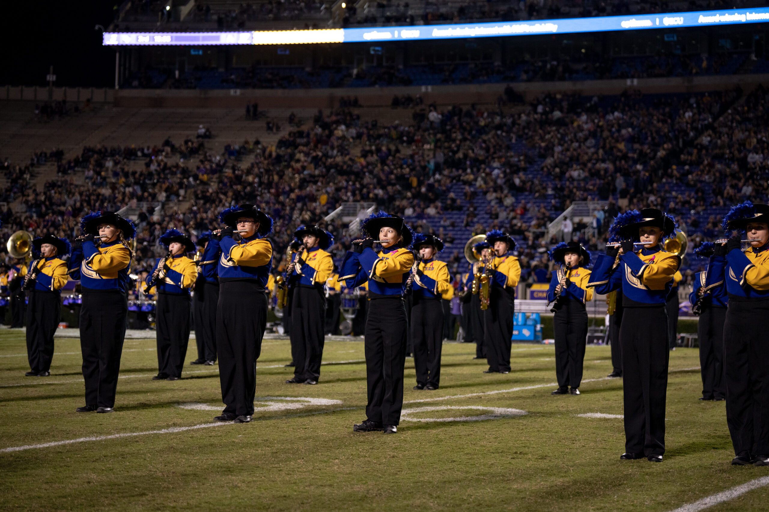 My First ECU College Football Photography Assignment 251 ECU band in formation playing at halftime