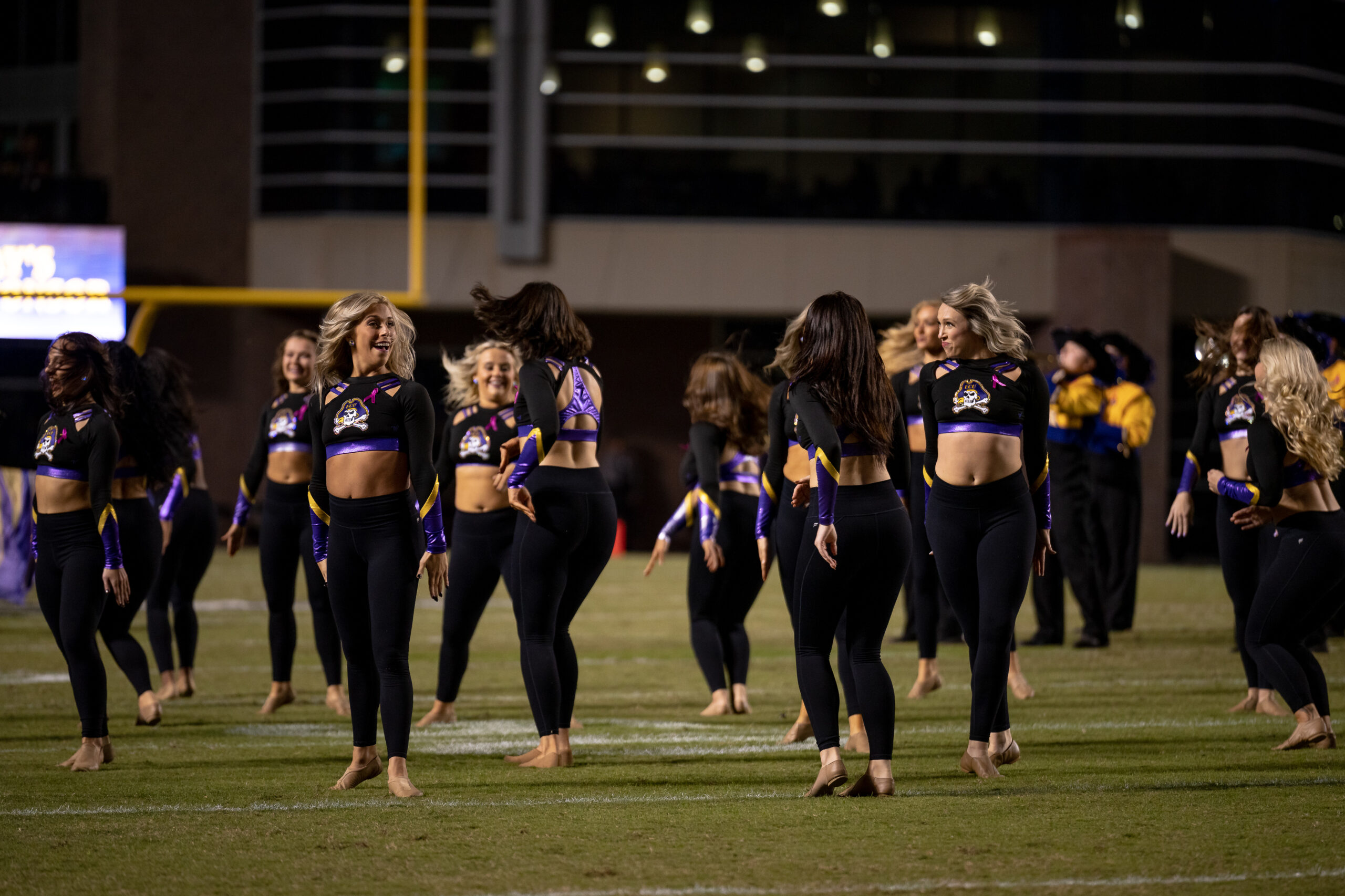 My First ECU College Football Photography Assignment 82 ECU dance team performing a halftime routine