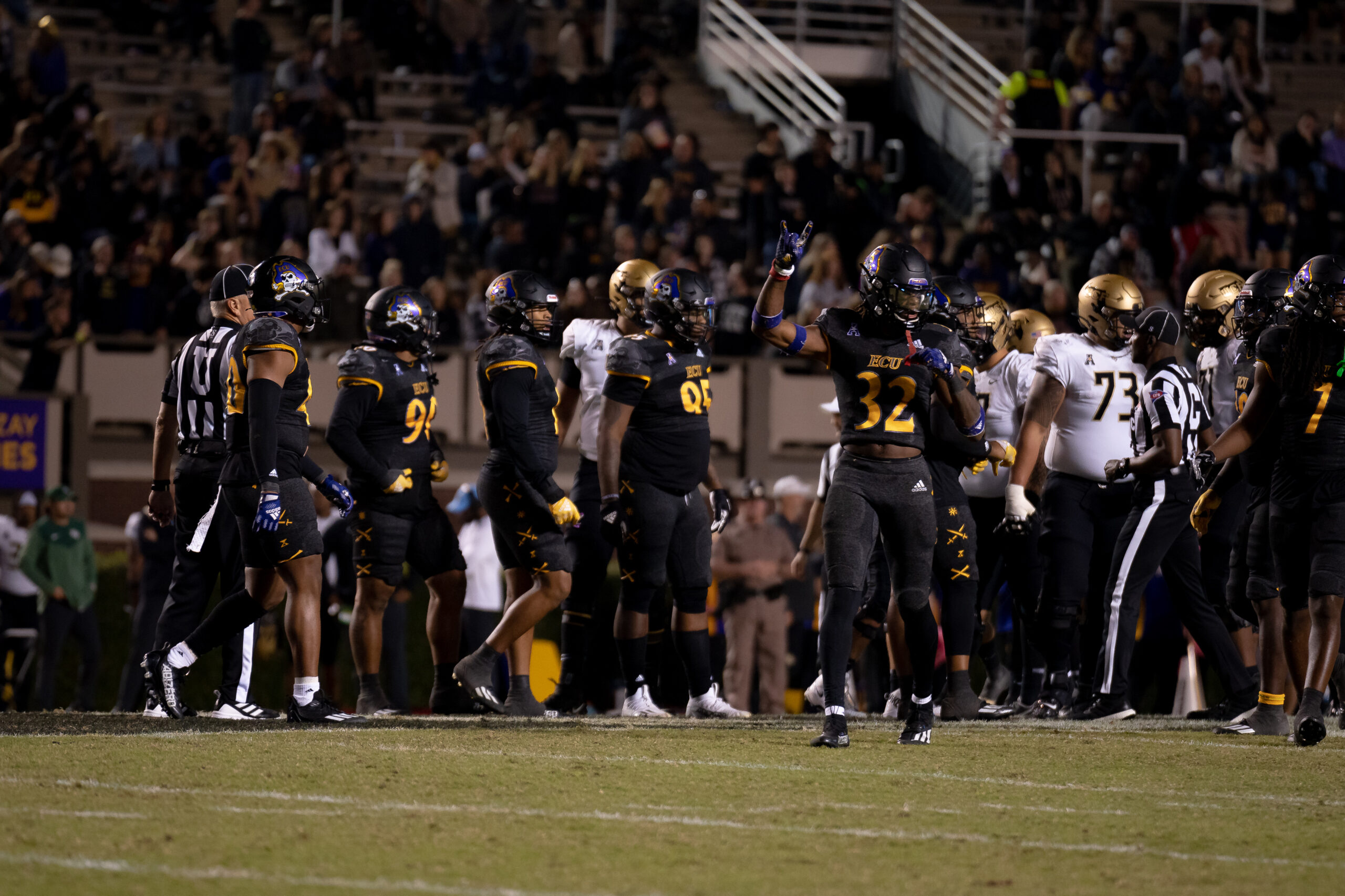 My First ECU College Football Photography Assignment 206 ECU players gathered at the bench during a break
