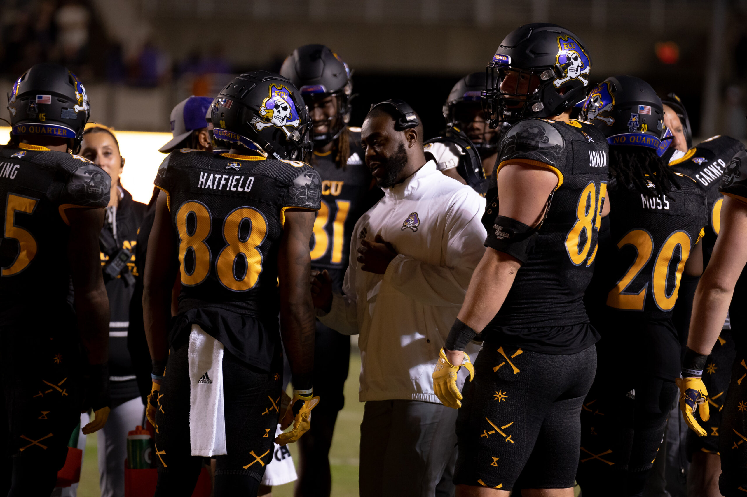 My First ECU College Football Photography Assignment 213 ECU players No. 88 and teammates on the sideline