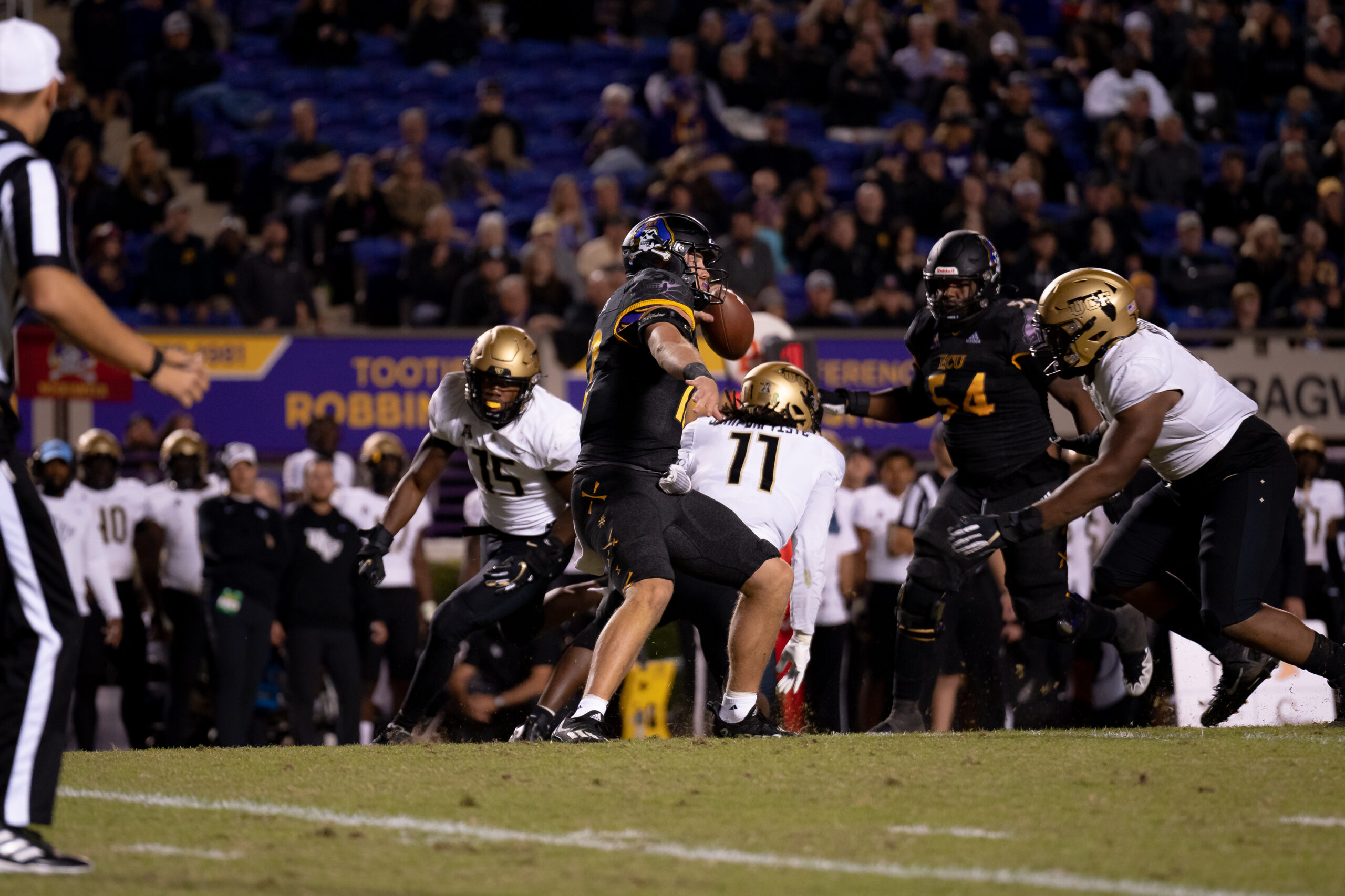 My First ECU College Football Photography Assignment 111 Receiver going up for a catch over a defender