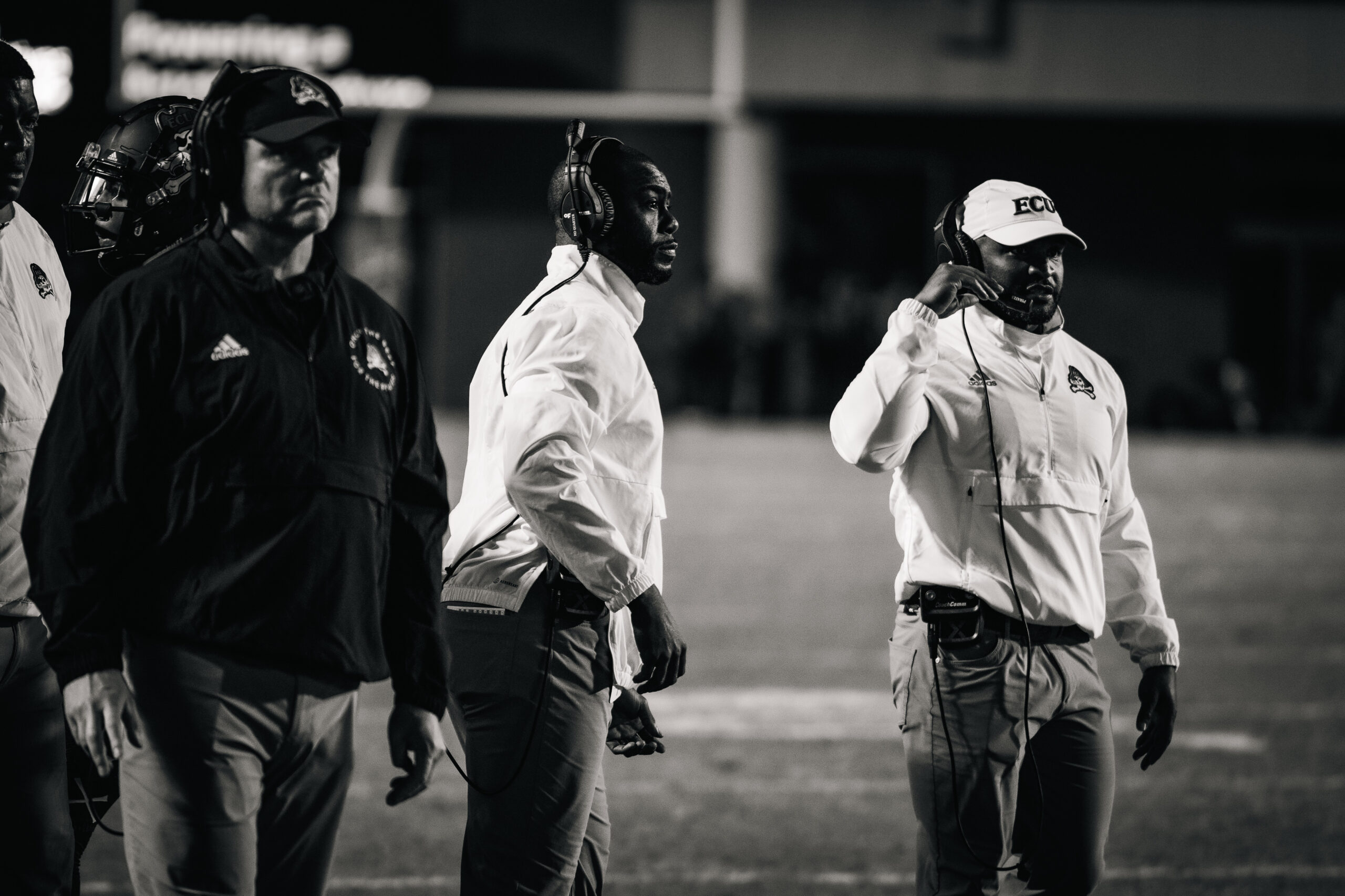 My First ECU College Football Photography Assignment 52 Coaches in black and white watching the play from the sideline