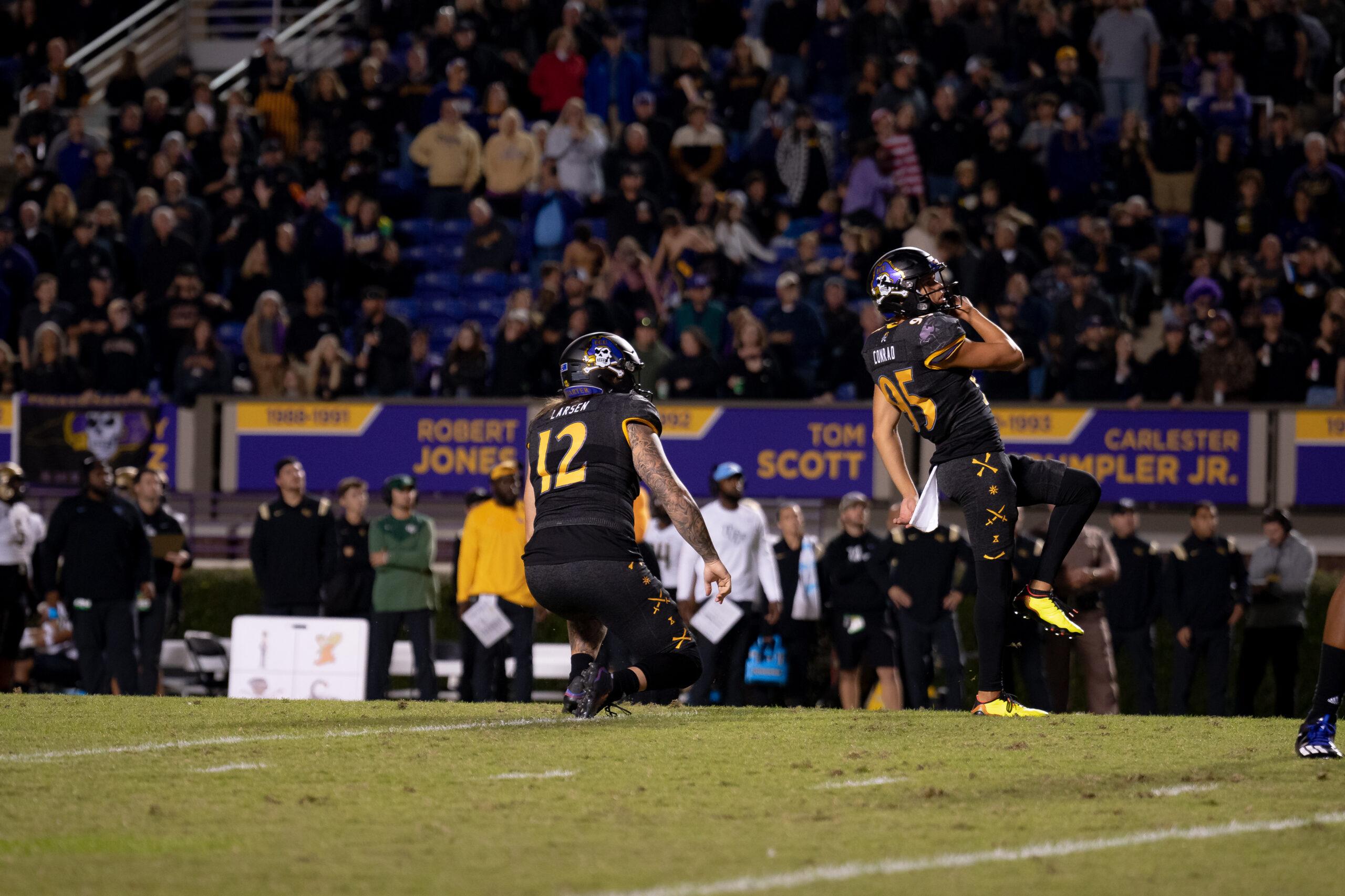 My First ECU College Football Photography Assignment 223 ECU sideline and crowd during a big play