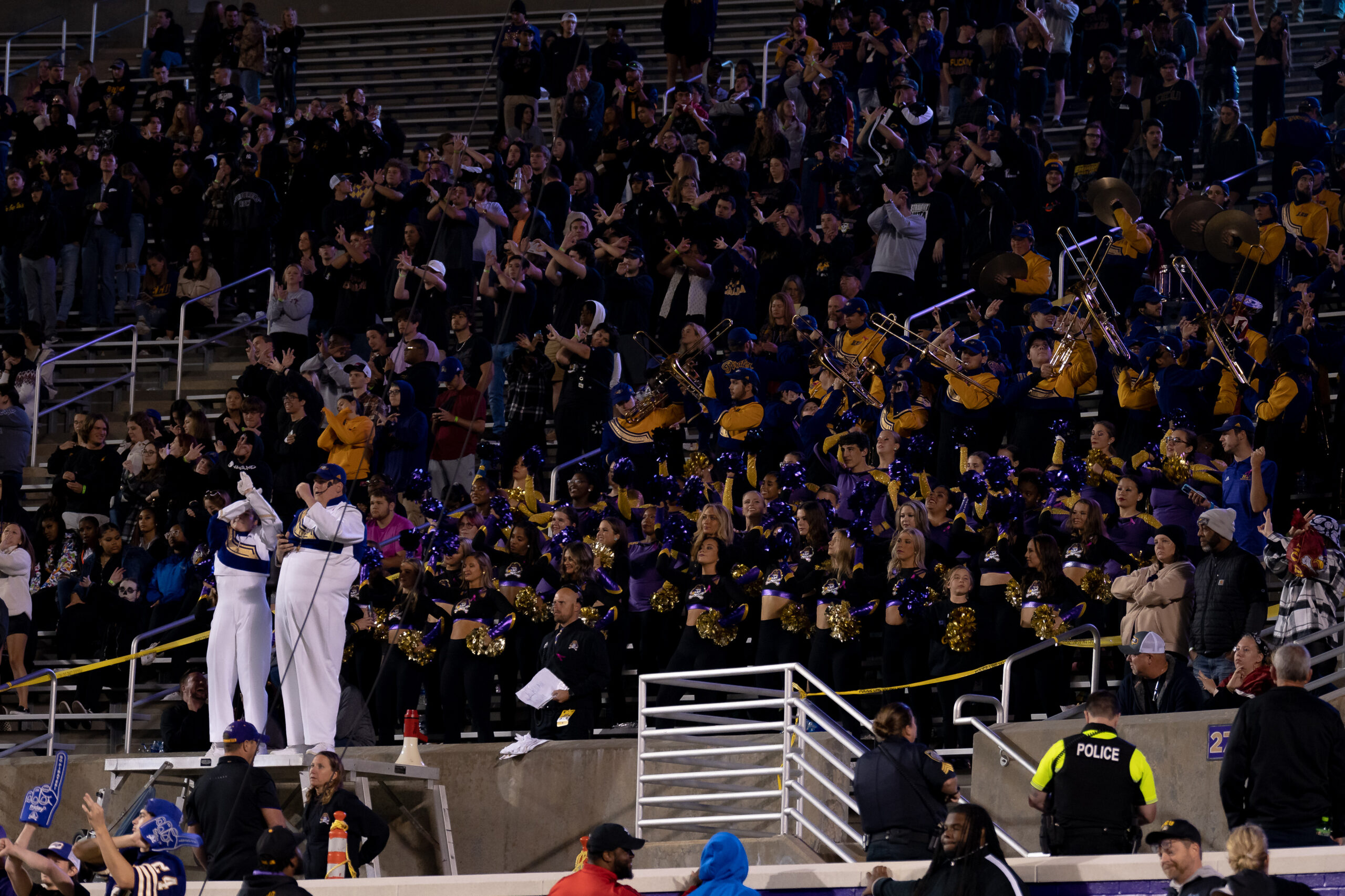 My First ECU College Football Photography Assignment 277 ECU fans cheering in the crowded student section
