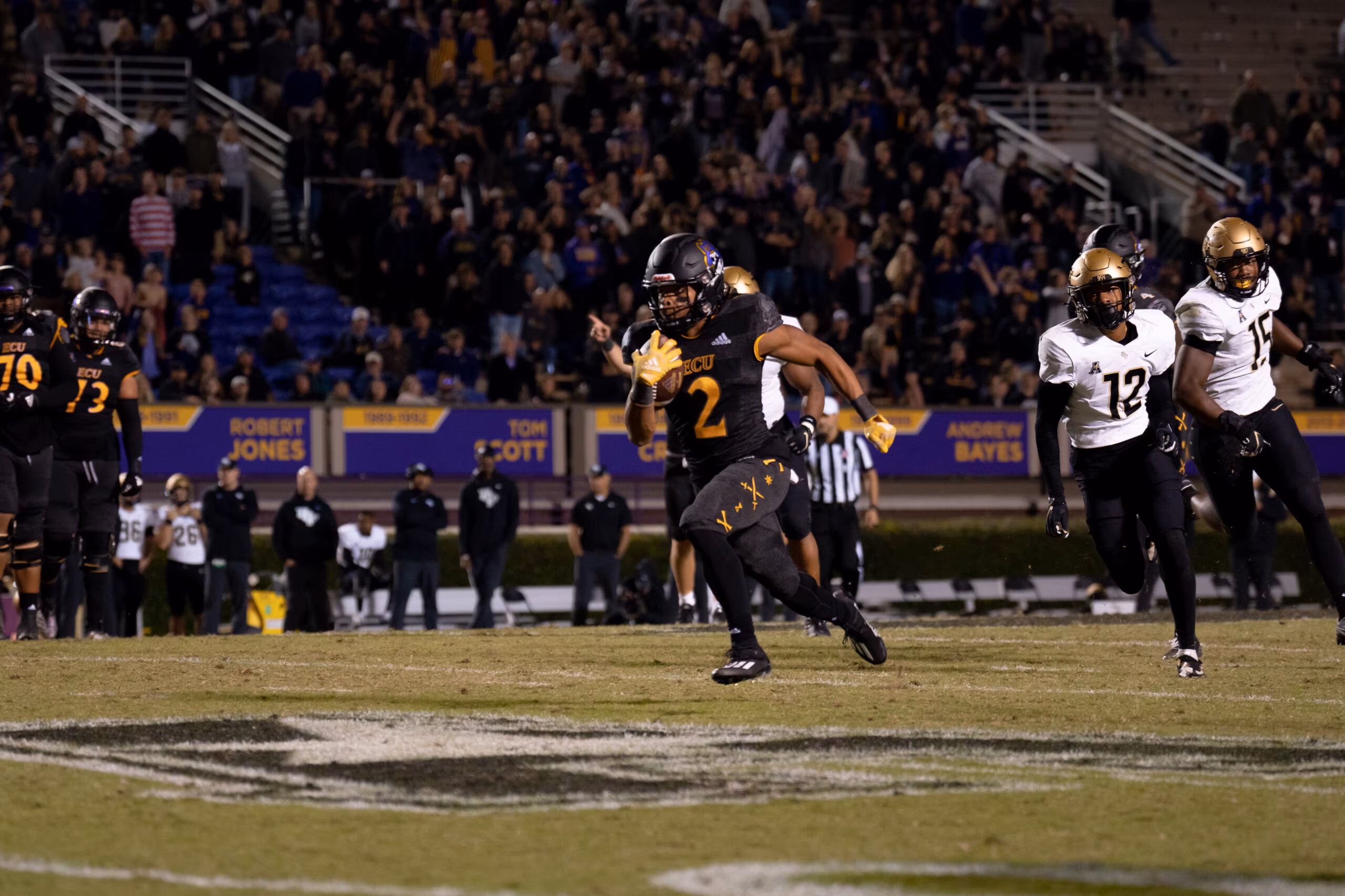 My First ECU College Football Photography Assignment 196 Players lined up before the snap in front of the crowd
