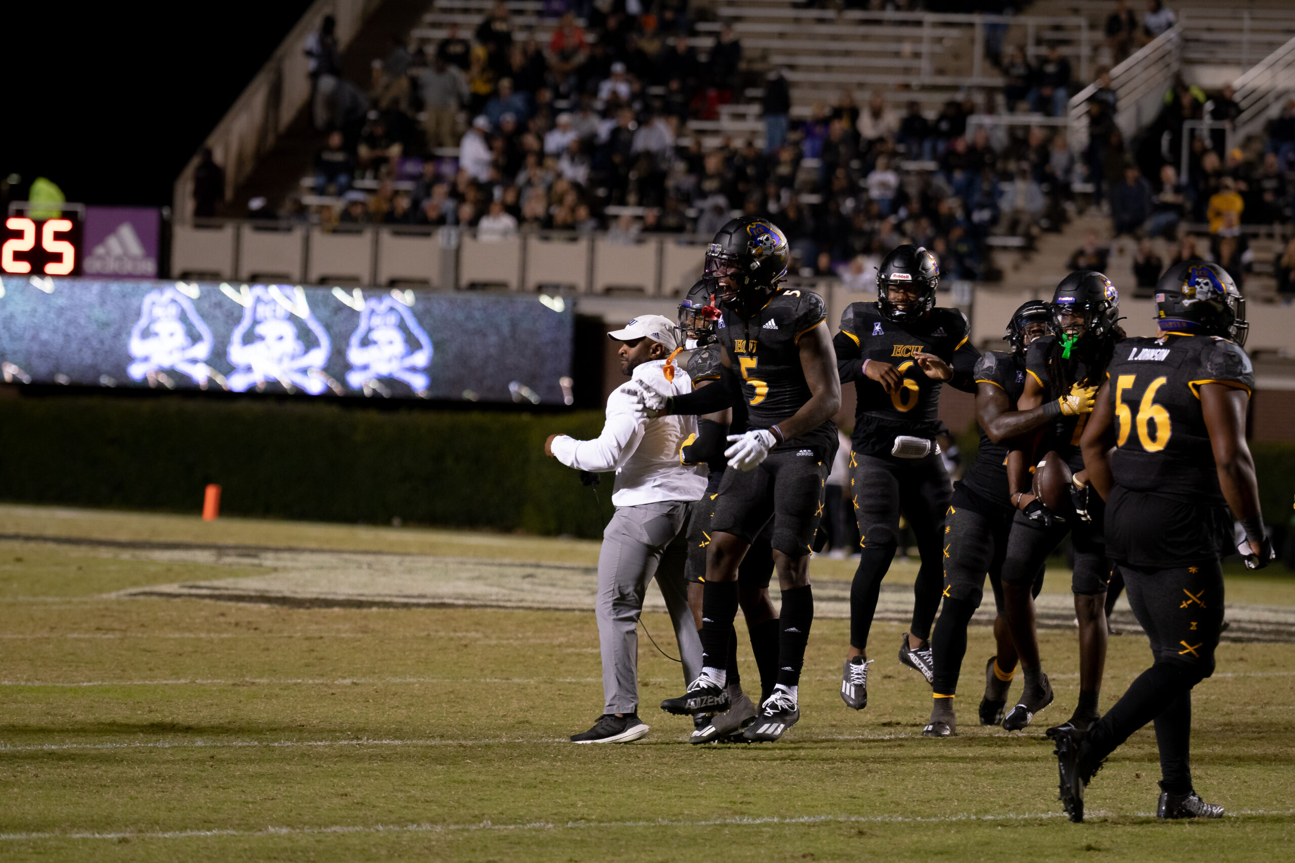 My First ECU College Football Photography Assignment 168 Players jostling at the line of scrimmage