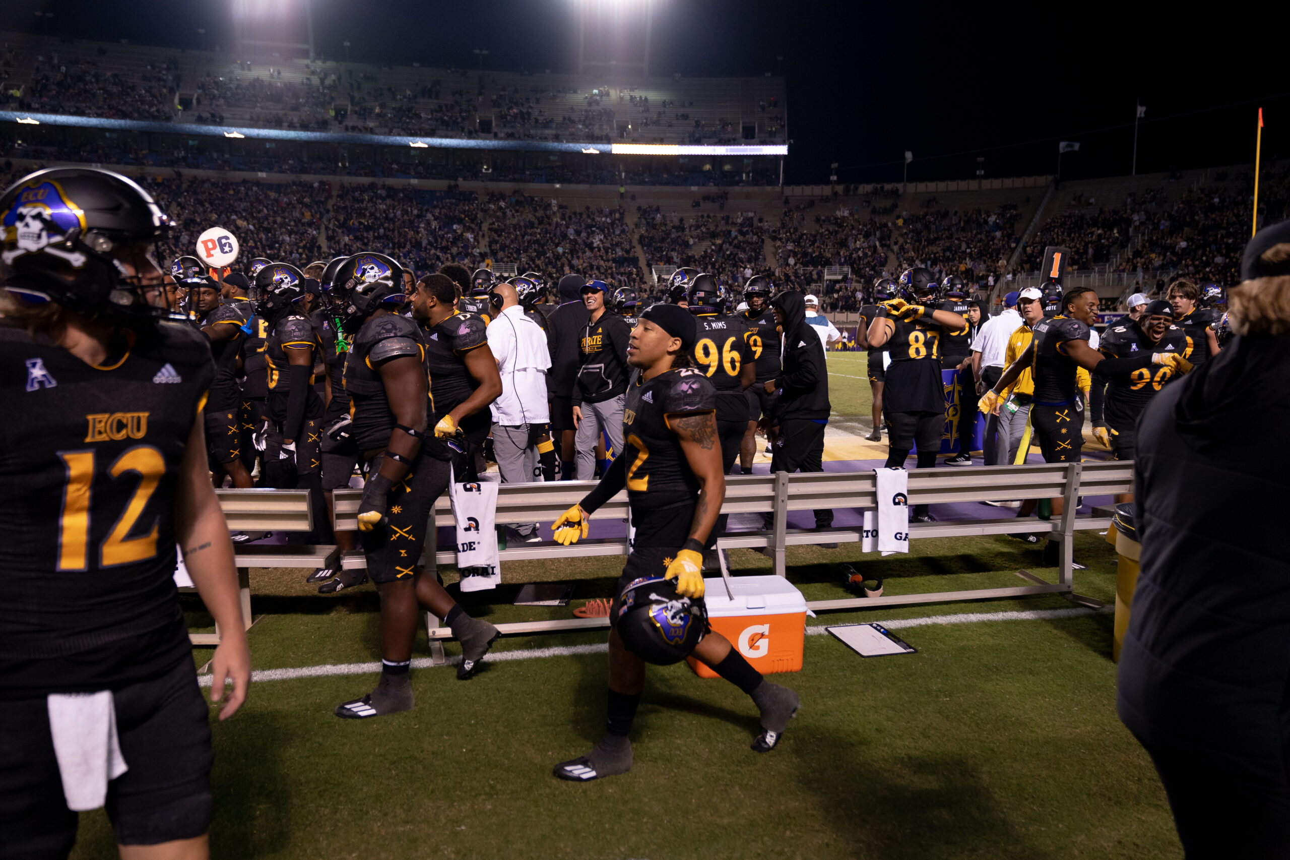 My First ECU College Football Photography Assignment 282 ECU player No. 17 on the sideline with teammates