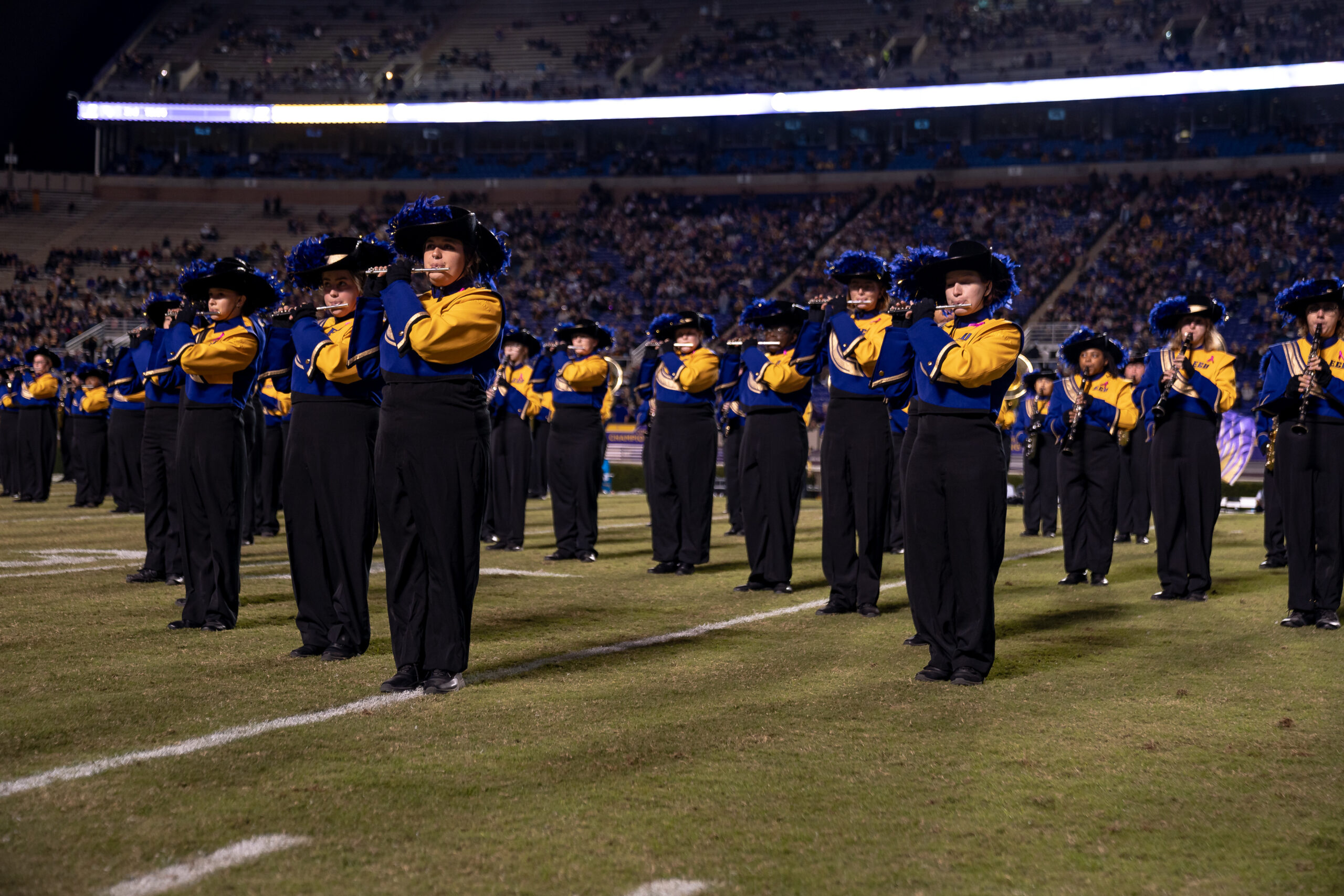 My First ECU College Football Photography Assignment 39 ECU marching band in formation on the field at halftime