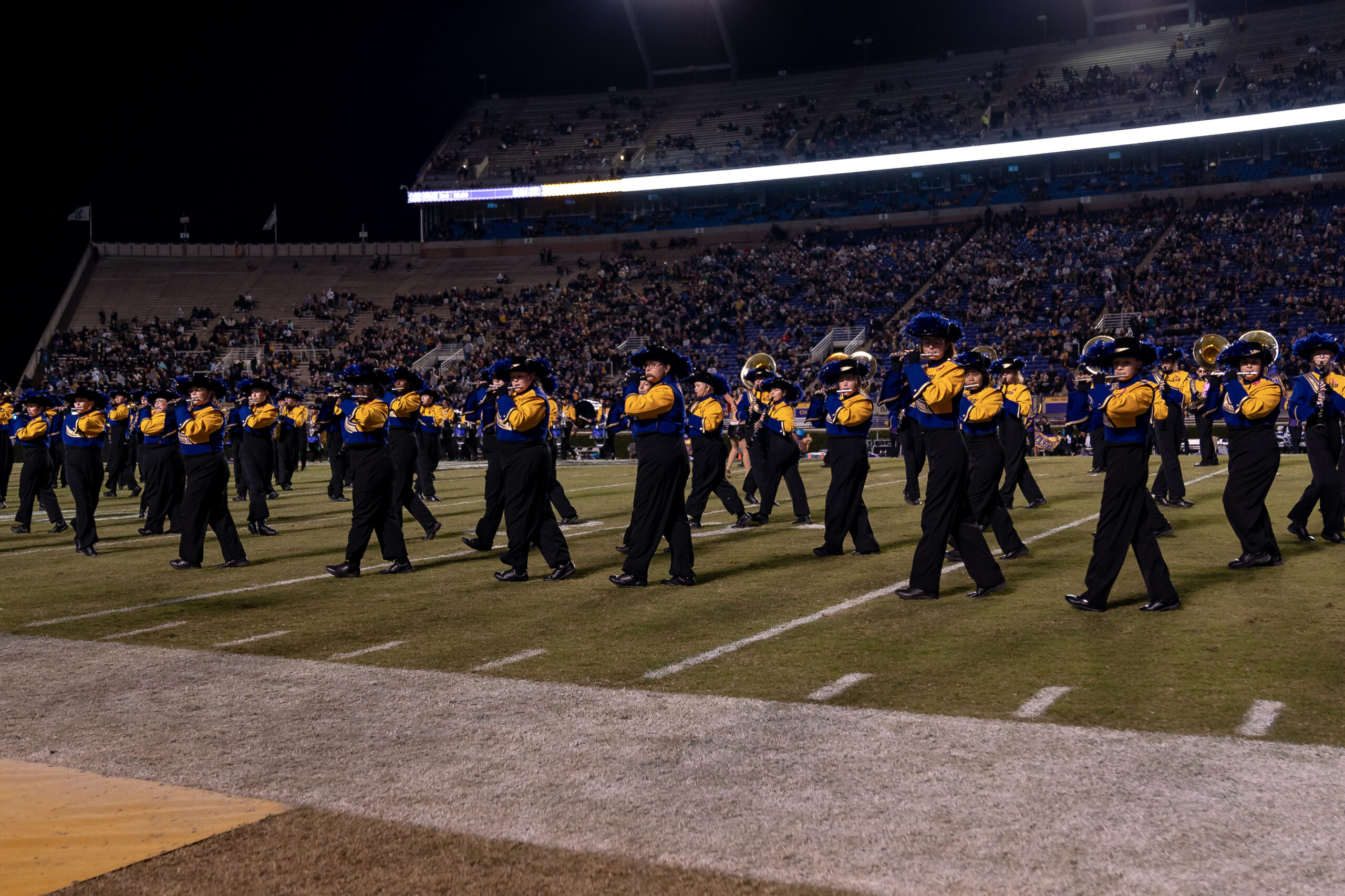 My First ECU College Football Photography Assignment 54 ECU band spread across the field in a halftime formation
