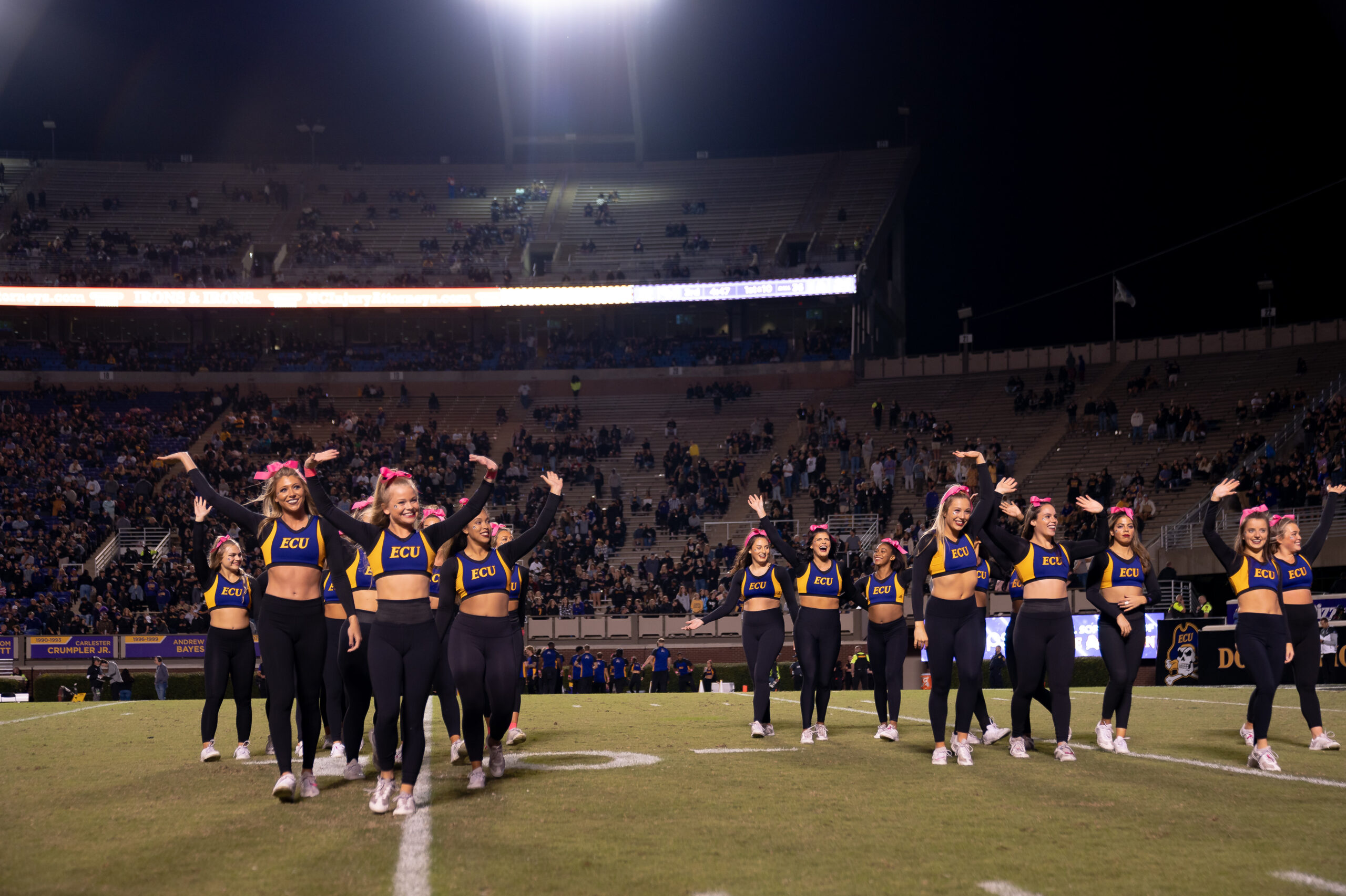 My First ECU College Football Photography Assignment 84 ECU band and dancers in formation on the field
