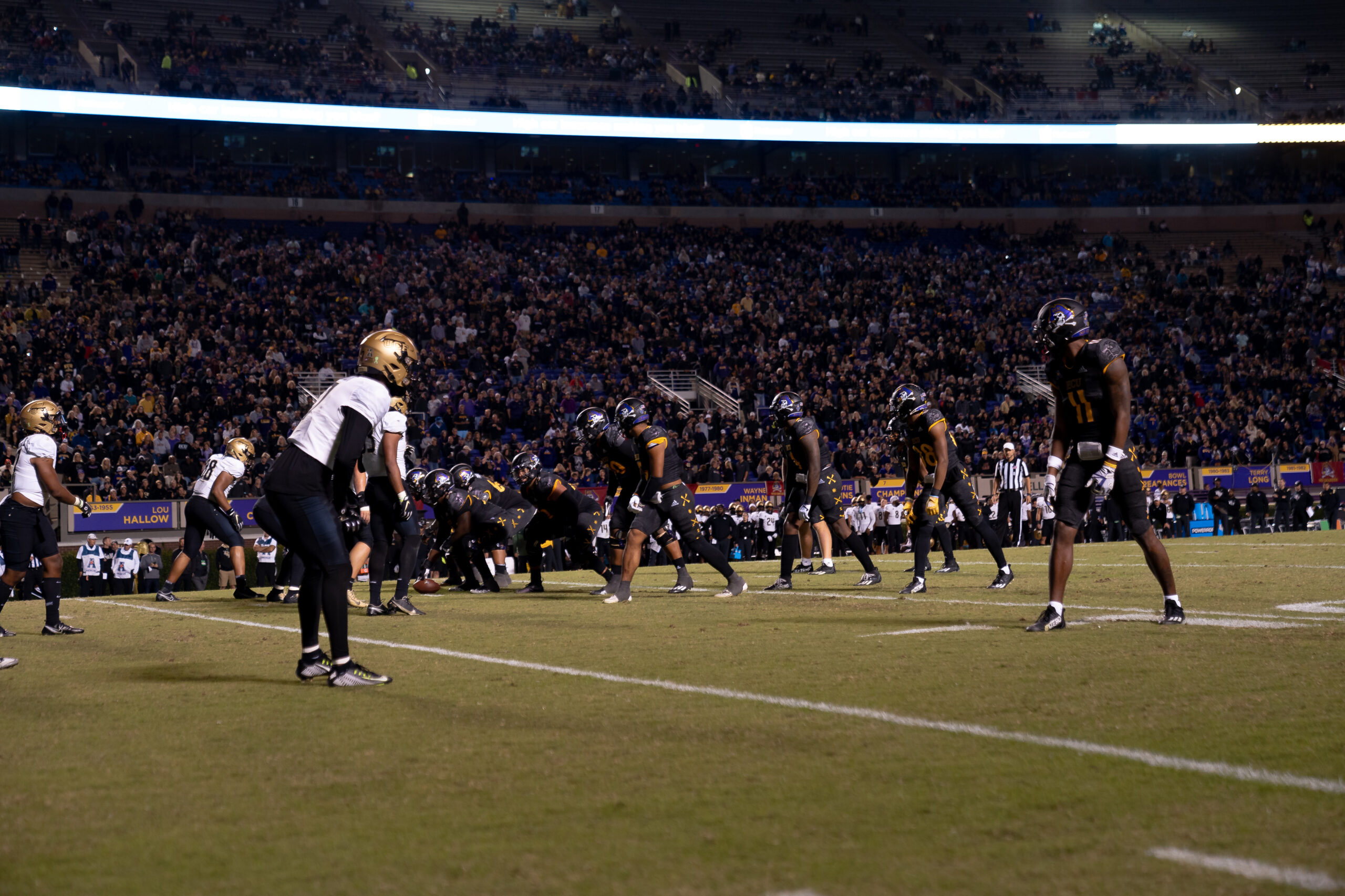 My First ECU College Football Photography Assignment 256 Wide view of a kickoff from the end zone