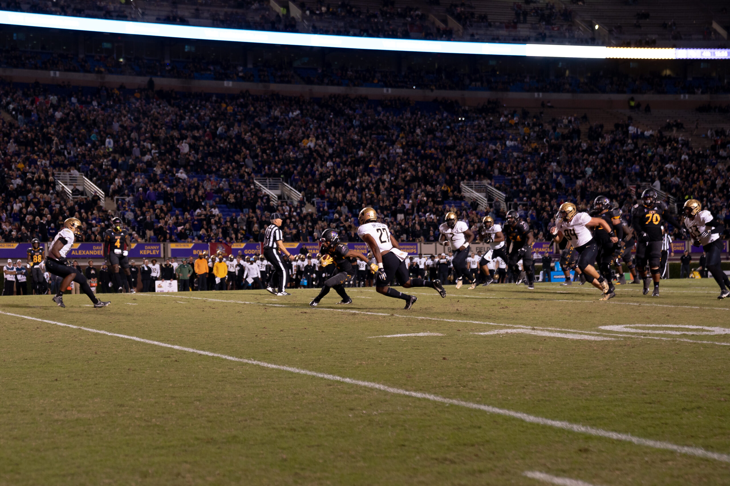 My First ECU College Football Photography Assignment 151 Wide view of the field with players spread out between plays