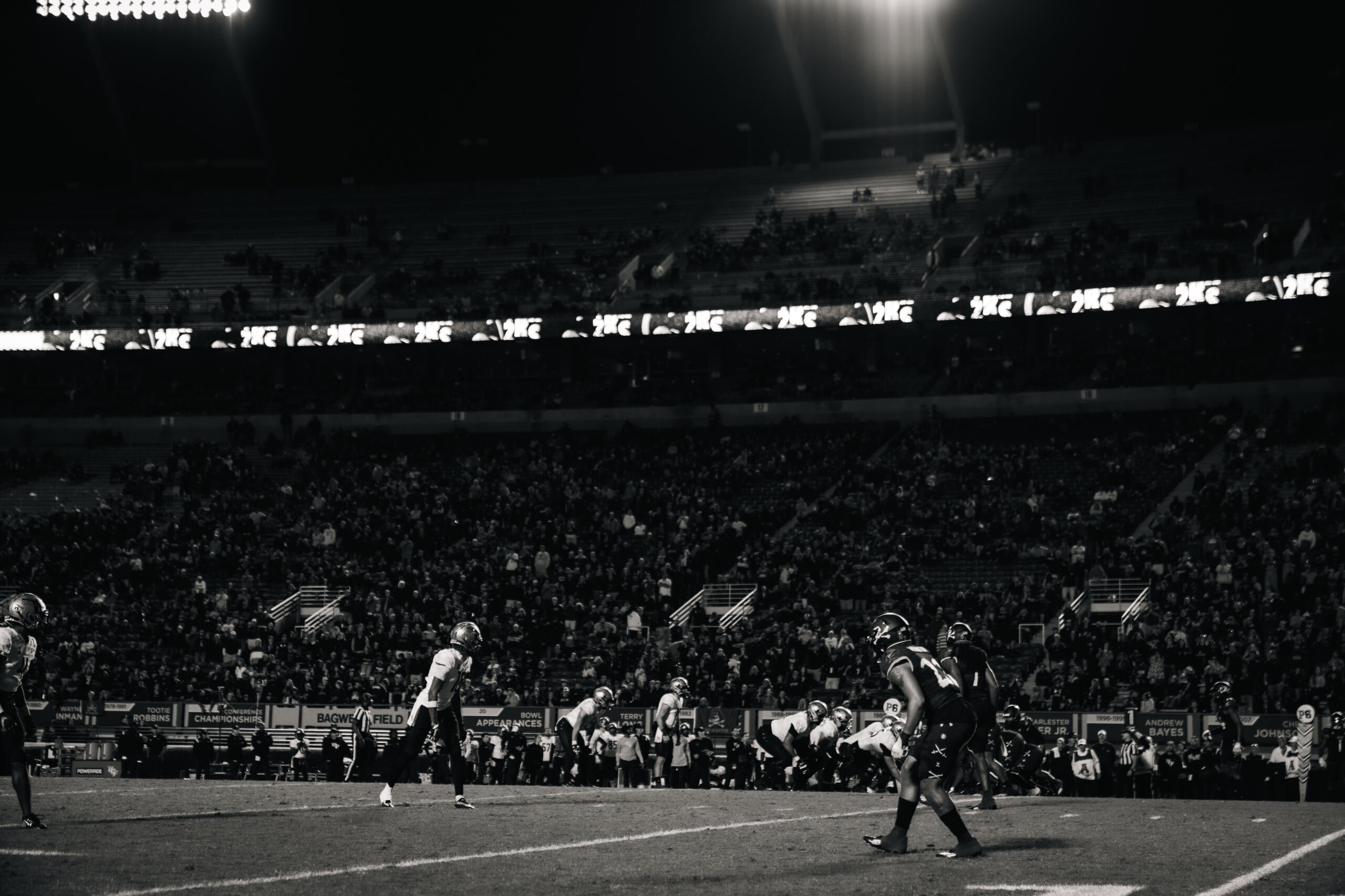 My First ECU College Football Photography Assignment 142 Wide view of the stadium under the lights late in the game